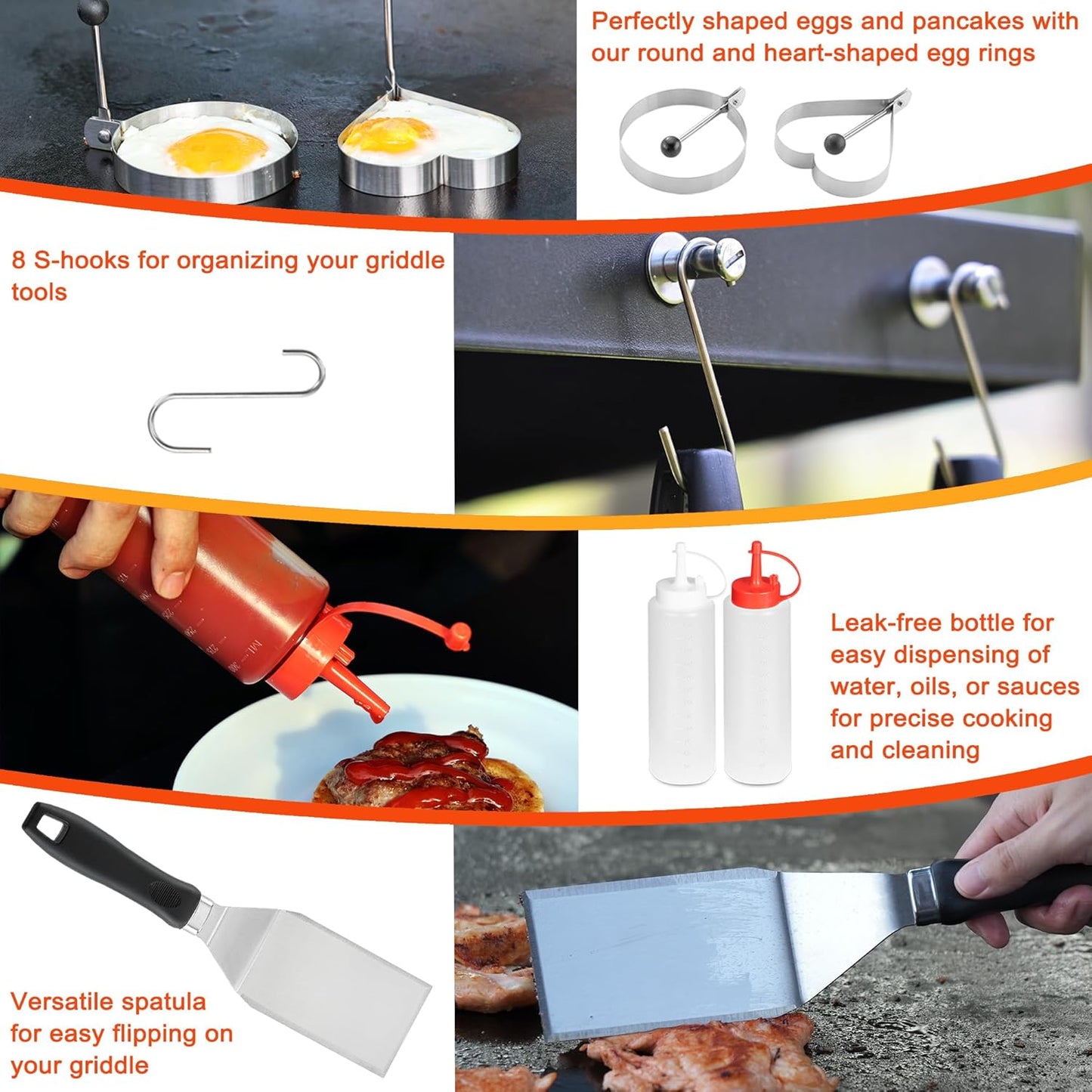 DY DECENT FAMILY 40PCS Griddle Accessories Kit, Flat Top Grill Accessories Set for Outdoor Barbecue. Griddle Accessories Set with Basting Cover, Spatula, Scraper, Burger Press, Tongs, Cleaning Kit