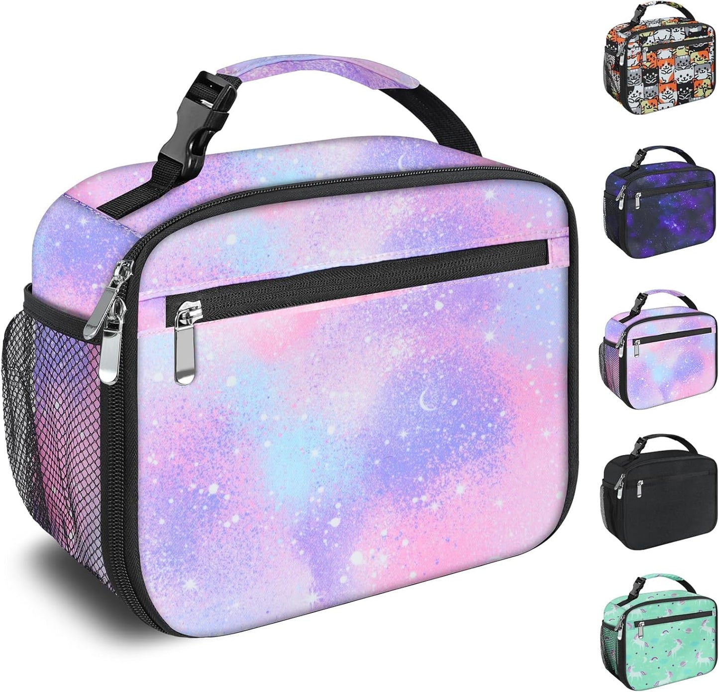 Kids Lunch Box for Boys Girls Lunch Bag Insulated Durable Lunchbox Children Lunch Tote Bag for School Black
