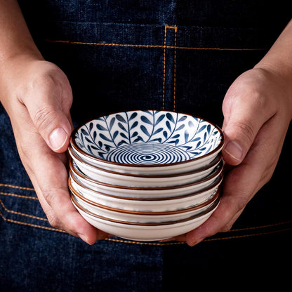 Japanese Style Ceramic Dipping Bowls,3'' Small Pinch Bowls Set Side Sauce Cups,Dishes for Sushi,Snack and Soy,BBQ,2.5 Oz Blue and White Mini Bowl for Kitchen Prep - Set of 6 (3 inch)