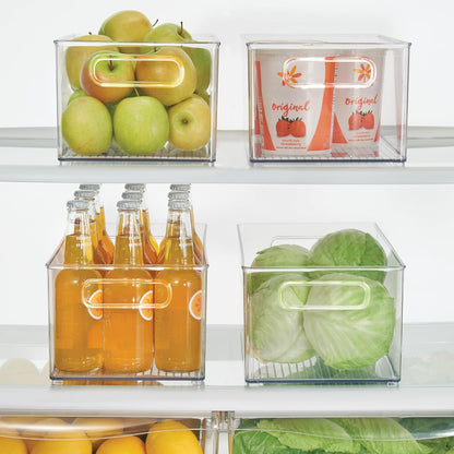 iDesign Stackable Fridge Bin, Set of 4, Clear | Kitchen Storage Bin, For Pantry, Cabinets, or Fridge