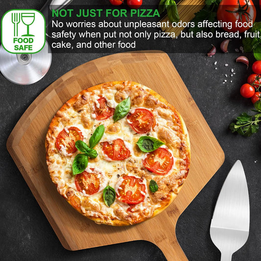 Pizza Peel 16 Inch, Natural Bamboo Pizza Board for Transferring & Serving