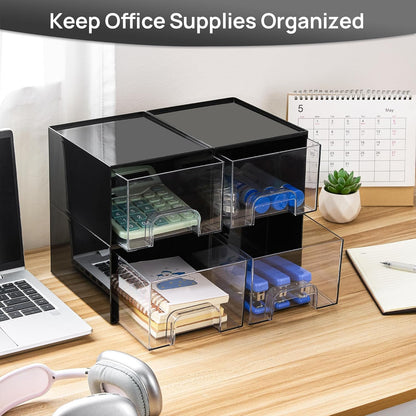 Vtopmart 10 Pack Small Clear Stackable Storage Drawers, Acrylic Bathroom Makeup Organizer, Plastic Storage Bins For Vanity, Undersink, Kitchen Cabinets, Pantry, Home Organization