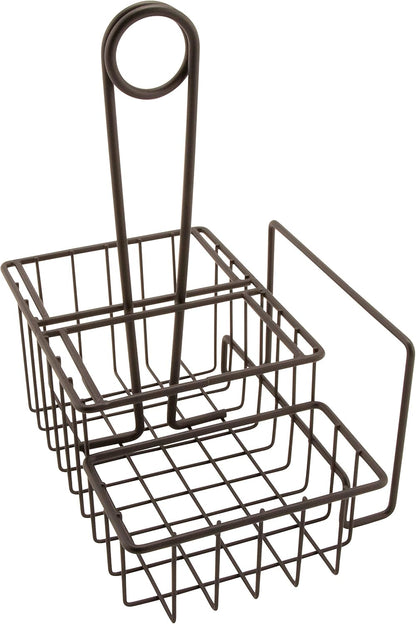 G.E.T. 4-31698 Black Metal Three Compartment Condiment Caddy with Menu Iron Powder Coated Table Caddies Collection