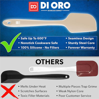 DI ORO Silicone Spatula Set - Rubber Kitchen Spatulas for Baking, Cooking, & Mixing - 600°F Heat-Resistant & BPA Free Silicone Scraper Spatulas for Nonstick Cookware - Dishwasher Safe (3pc, Black)