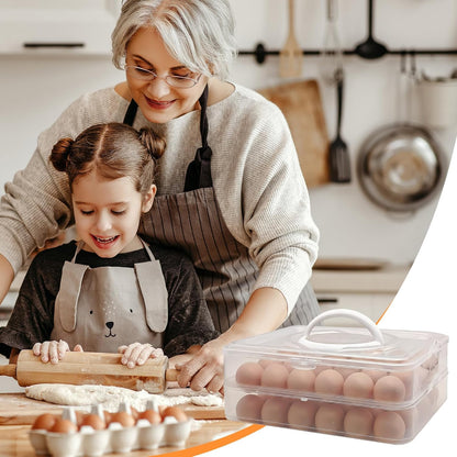 2-Layer Egg Holder for 48 Eggs,Plastic Egg Container with Handle,Deviled Egg Tray with Handle Lid,Devil Egg Holder for Refrigerator,Kitchen,Easter Day Party Containers