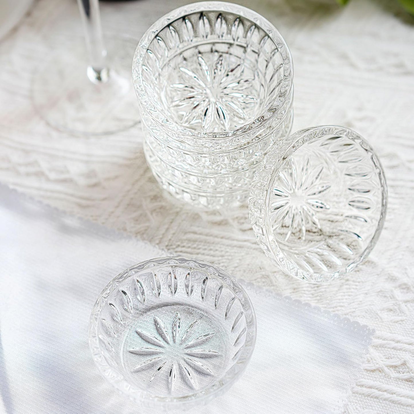 kanpura Mini Glass Bowls, Square Prep Bowl, Dishwasher Safe, Pinch Bowls for Dipping Spices Sauce, Stackable, 1.8 oz, Set of 6, (Clear)