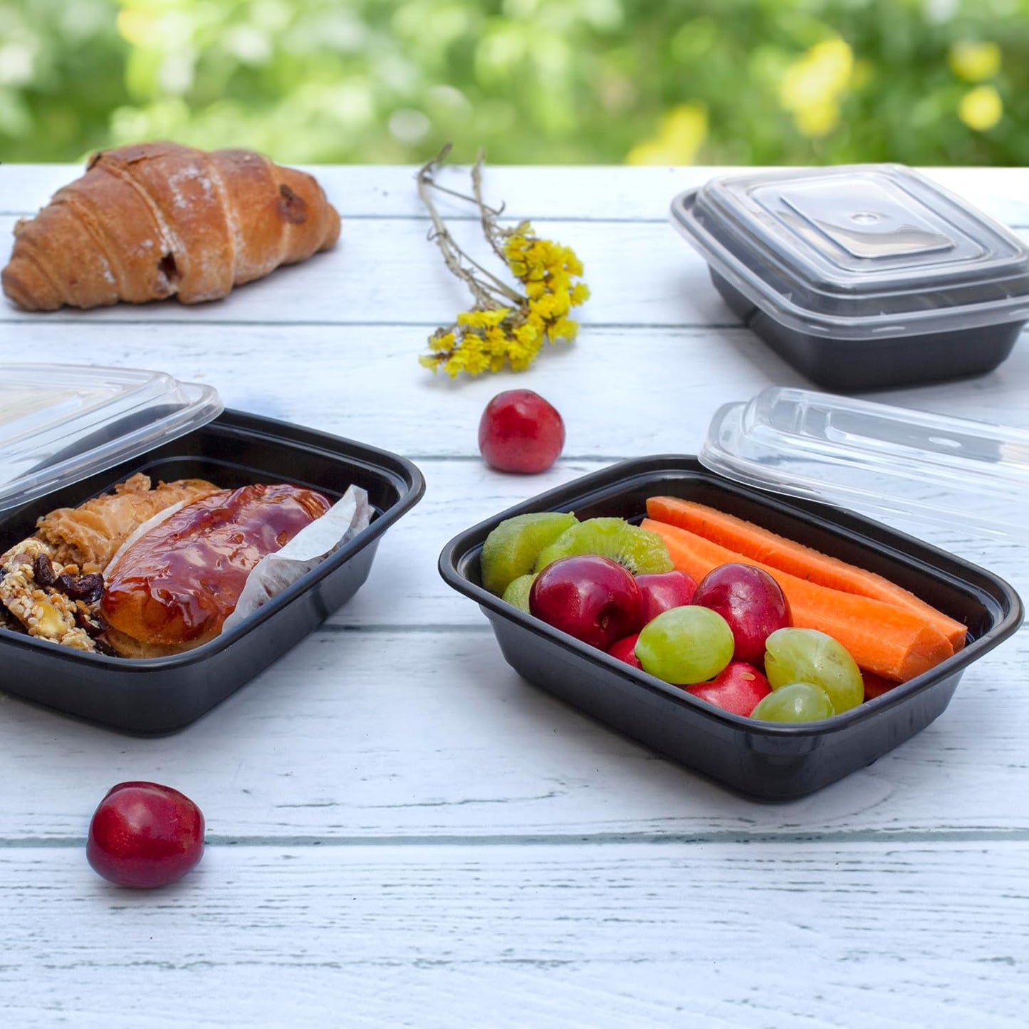 GUSTO [24 oz - 50 Count 3-Compartment Meal Prep Containers with Lids – Reusable, Microwaveable, Dishwasher & Freezer Safe, BPA-Free Food Storage Boxes for Portion Control (Formerly Comfy Package)