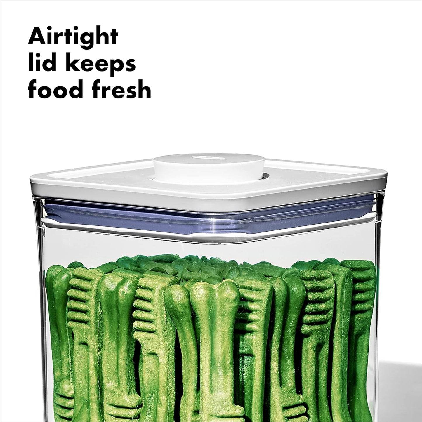 OXO Good Grips Pet POP Container – 6.0 Qt/5.7 L with Half Scoop, Ideal for up to 6.5lbs of Dog Food or 4.5lbs of Cat Food, Airtight Dog and Cat Food Storage Container, BPA Free, Clear