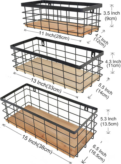 ShabbyDecor Metal Wire Basket with Handles Storage Organizer Stackable Organizing bin for Cabinet Shelf Countertop Under Sink Pantry for Kitchen,Bathroom,Laundry Closet, 1 Pack