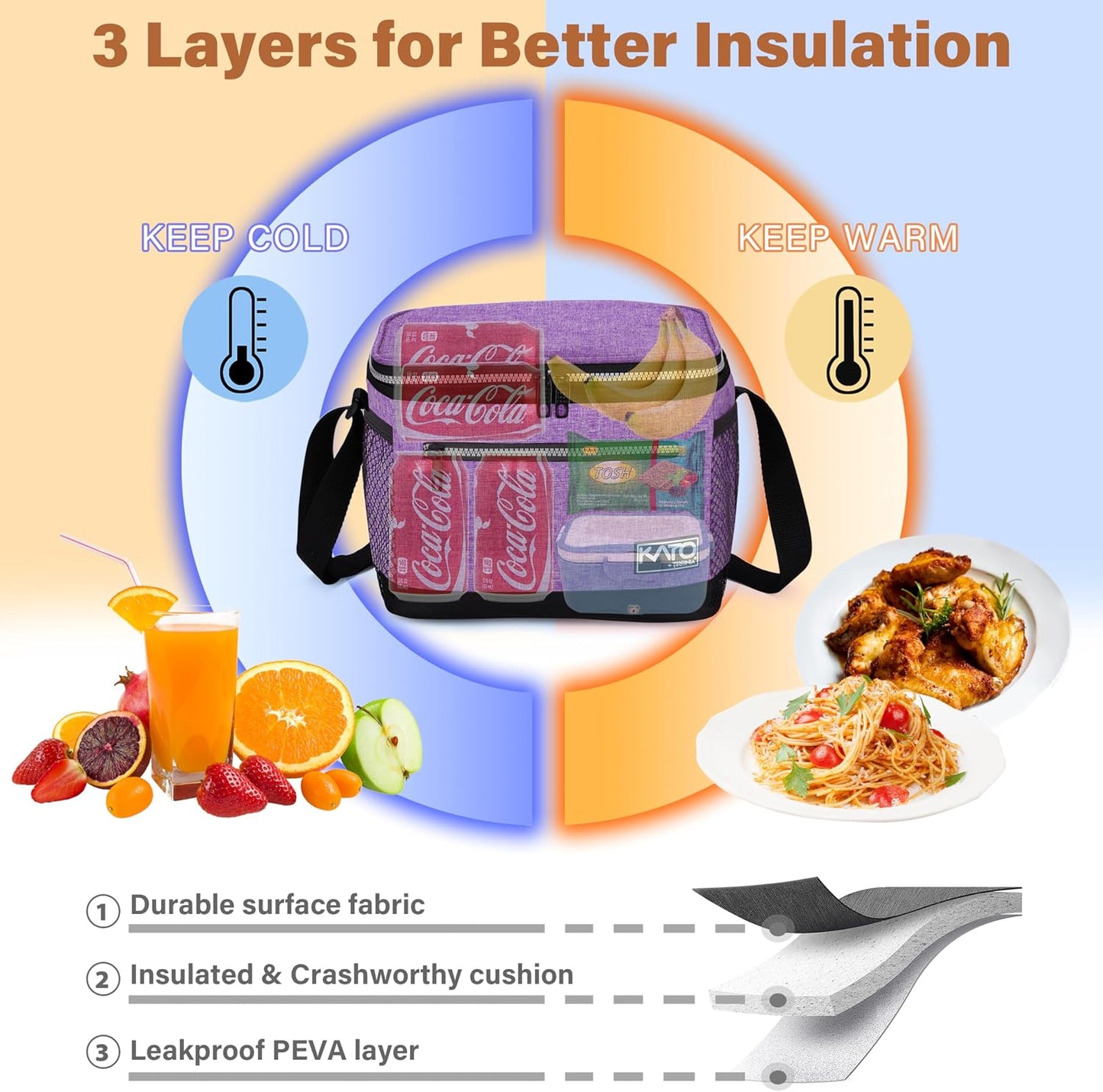 Tirrinia Insulated Lunch Box for Men/Women, Leakproof Lunch Bag for School Work, Large Lunch Tote Kids Boys Girls Student Back to School, Soft Cooler Office Picnic Beach Camping for Adults, Charcoal