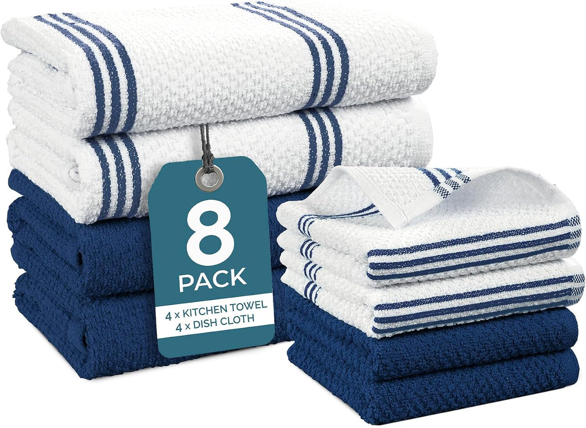 Casa Platino Potholders for Kitchens, 8-Piece – 500°F Heat Resistant Oven Mitts and Pot Holders, Mini Oven Mitt with Silicone Grip, 2 Kitchen Towels & 2 Dish Cloths – Durable & Non-Slip – Canyon Rose