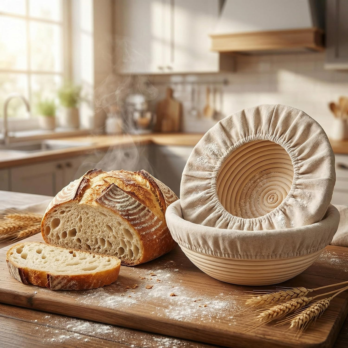 8 PCS Bread Proofing Basket Cloth Liner (3 Round & 3 Oval) & 2 Sourdough Starter Jar Covers, 10 Inch Banneton Basket Cover for Sourdough Baking, Reusable Dough Bowl Liner (Combo)