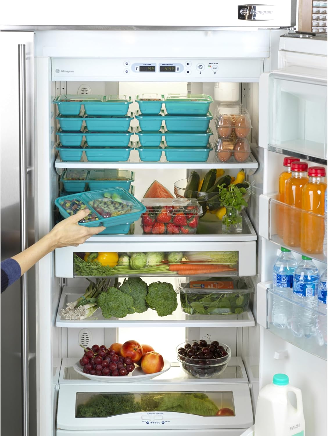 GoodCook Food Storage Containers for Meal Prep Rectangle Two Compartments & Made without BPA, 60-Piece Set, Teal