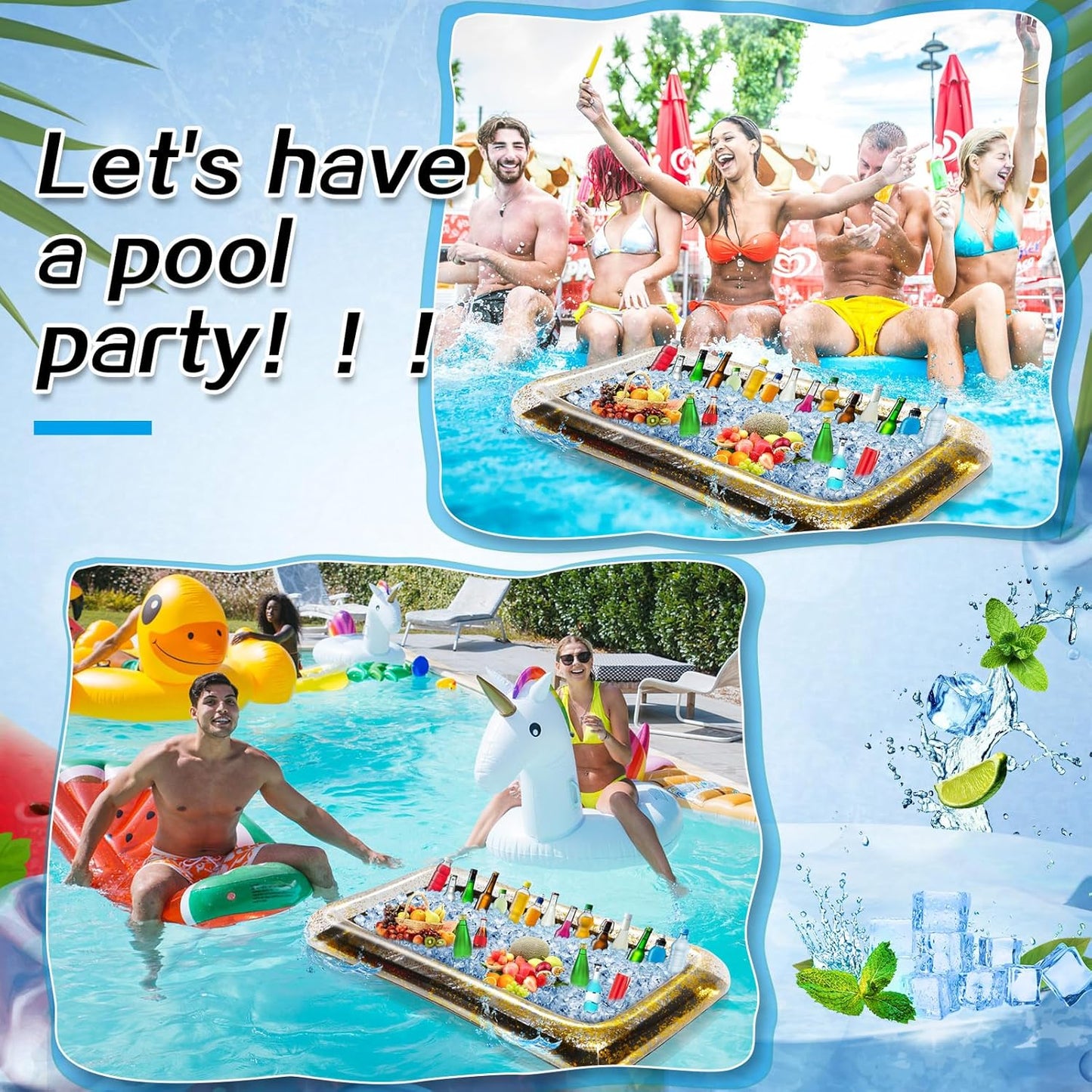 Leitee Inflatable Serving Bar with Drain Plug 52 x 24 x 5'' Inflatable Ice Serving Buffet Bar for Party Food Cooler Buffet Drink(Black,Basic Style)