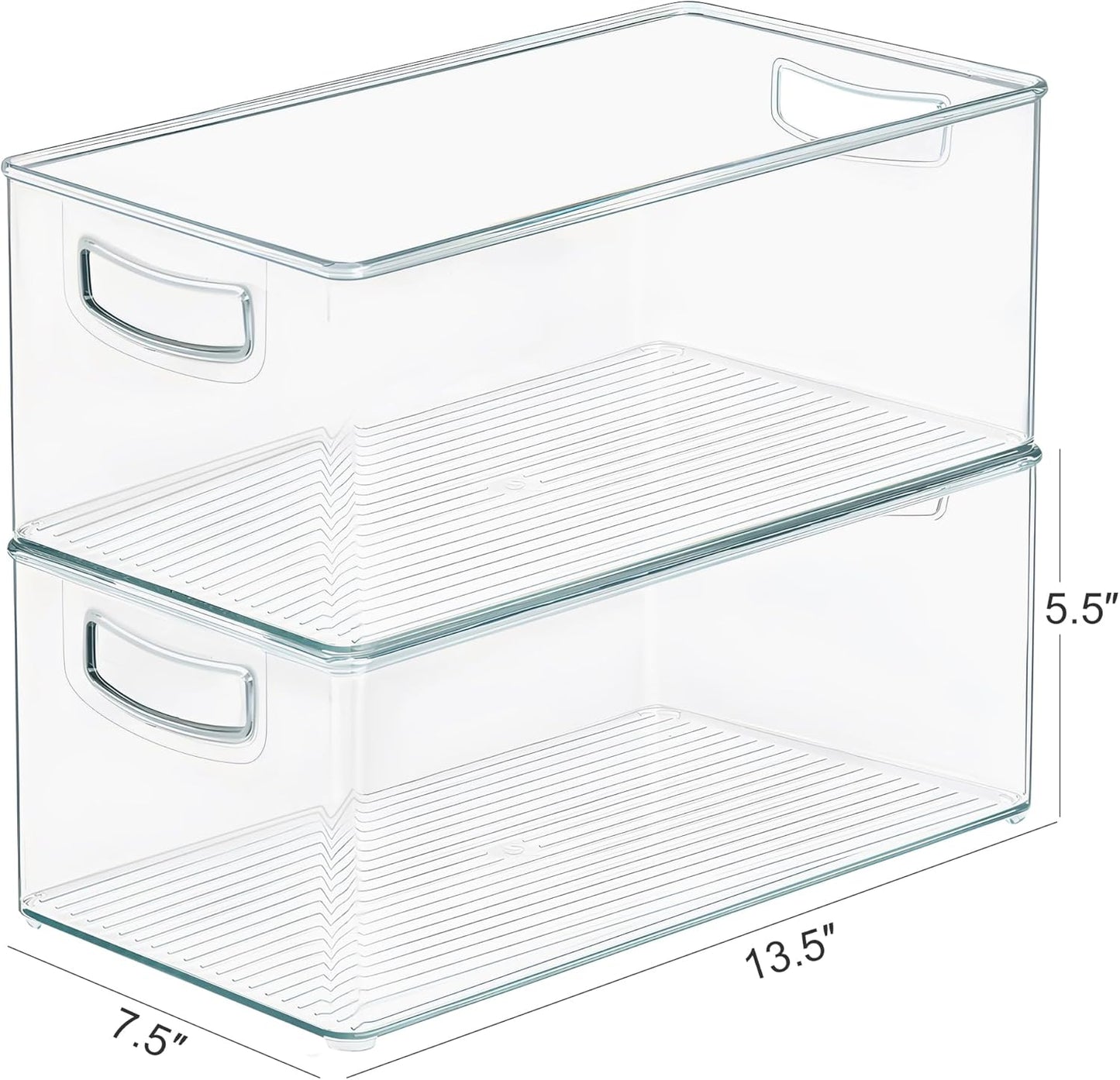 Heyuzb 8 PACK Freezer Organizer Bins Fridge Organizers and Storage Stackable Refrigerator Organizers Bins with Side Handles Clear Storage Bins for Pantry, Under Sink, Kitchen Cabinet