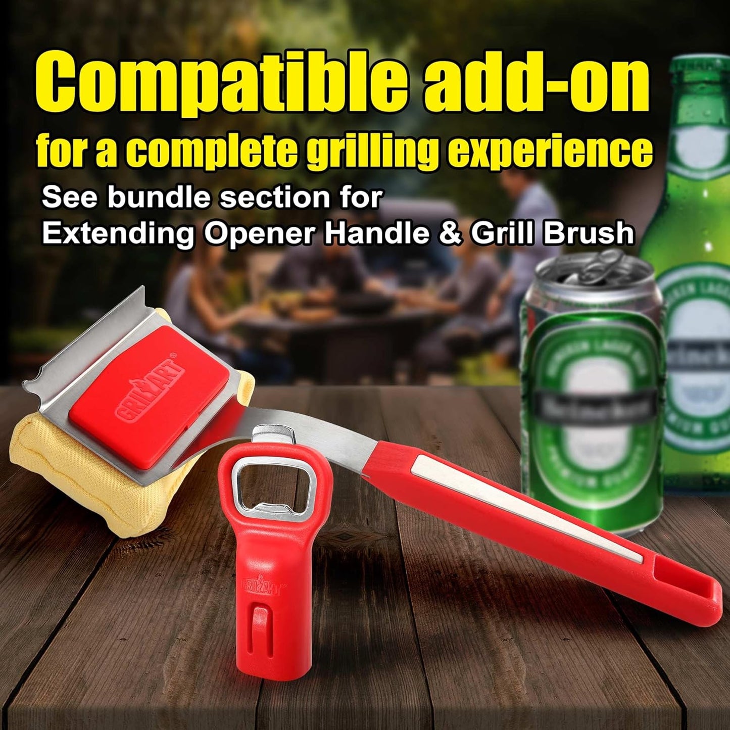 GRILLART Bristle-Free BBQ Grill Brush – Safe & Durable Cleaning Tool for Gas, Charcoal, Cast Iron & Stainless Steel Grates – Heat-Resistant Scraper Brush with Reusable Head & Hanging Loop