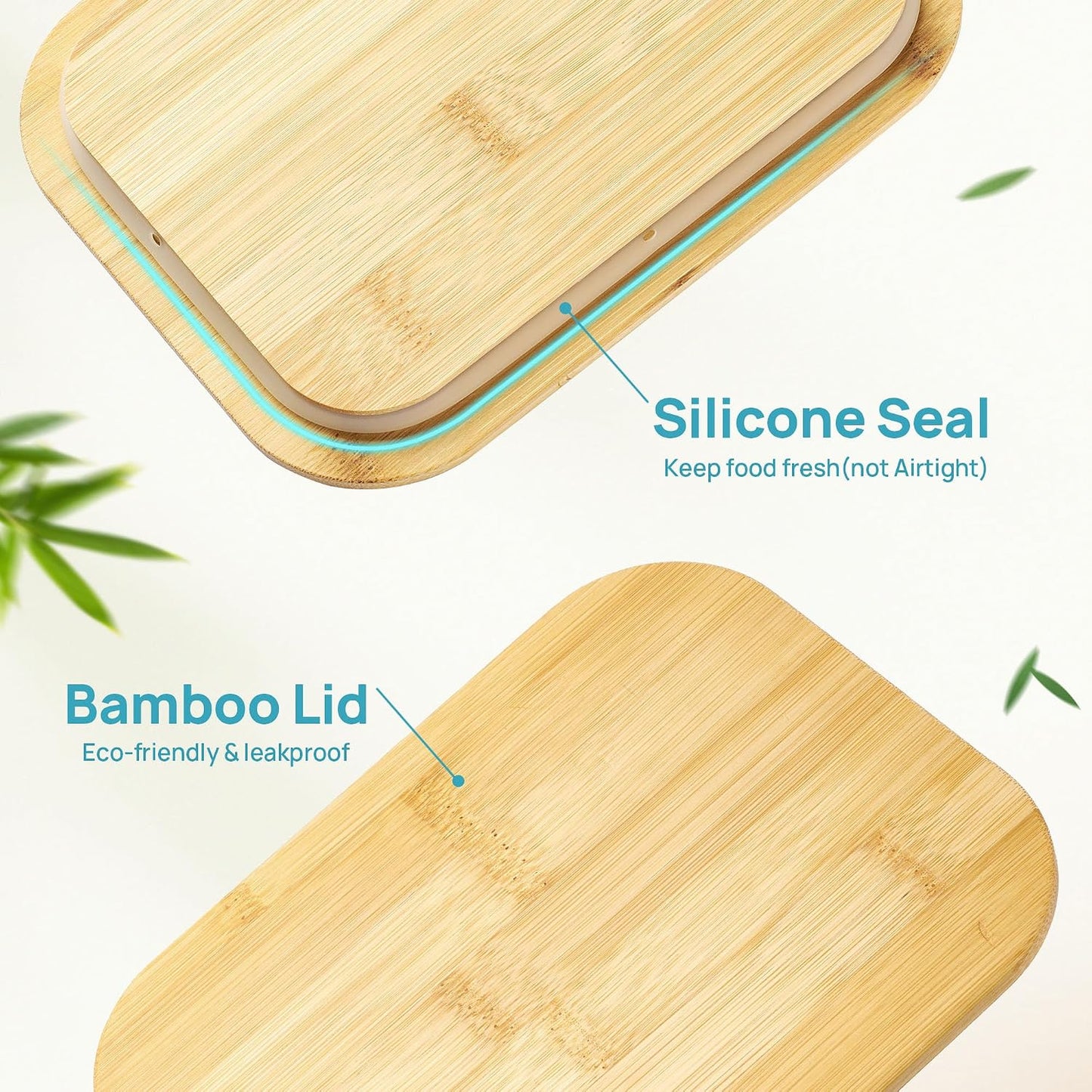 Vtopmart 5 Pack 35oz Glass Containers with Bamboo Lids, Meal Prep Food Storage Containers, BPA Free, Microwave & Dishwasher Safe