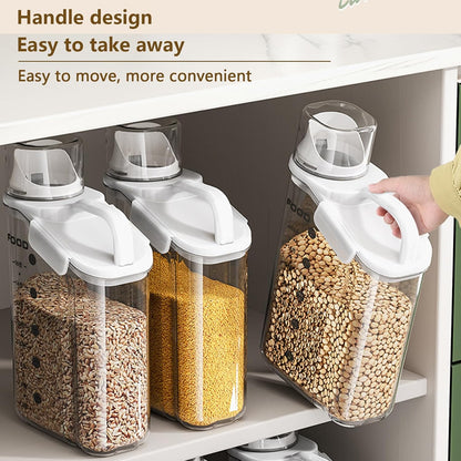 Cereal Containers Dispenser Rice Storage Container Clear Food Storage Containers Measuring Cup Pour Spout With Lids Airtight For Kitchen Grain Dry Food Pet Dog Food Organization（Green 1.6L）