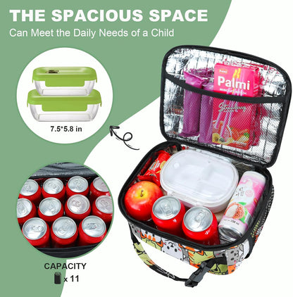 Kids Lunch Box for Boys Girls Lunch Bag Insulated Durable Lunchbox Children Lunch Tote Bag for School Black