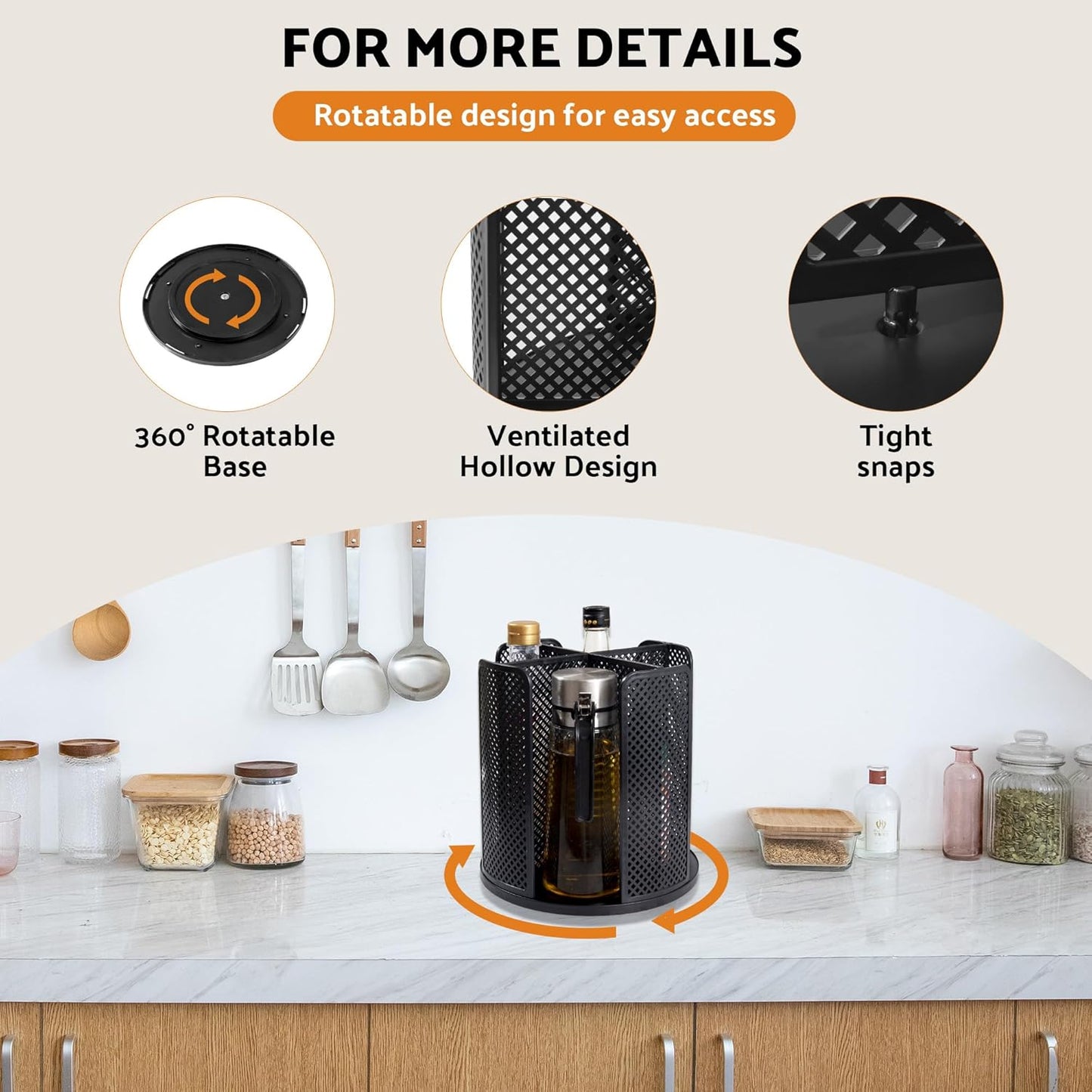 Rotating Paper Cup Dispenser with 4 Compartments, Disposable Coffee Cup Storage & Lid Holder for Countertops, Kitchen, Coffee Stations (White)
