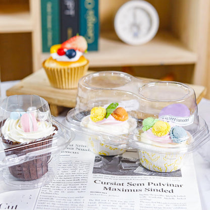 NPLUX 2 Count Cupcake Containers 25 Pack Cupcake Holder with Connected Airtight Lid Cupcake Boxes for 50 Cupcakes Muffins, BPA Free, Standard Size