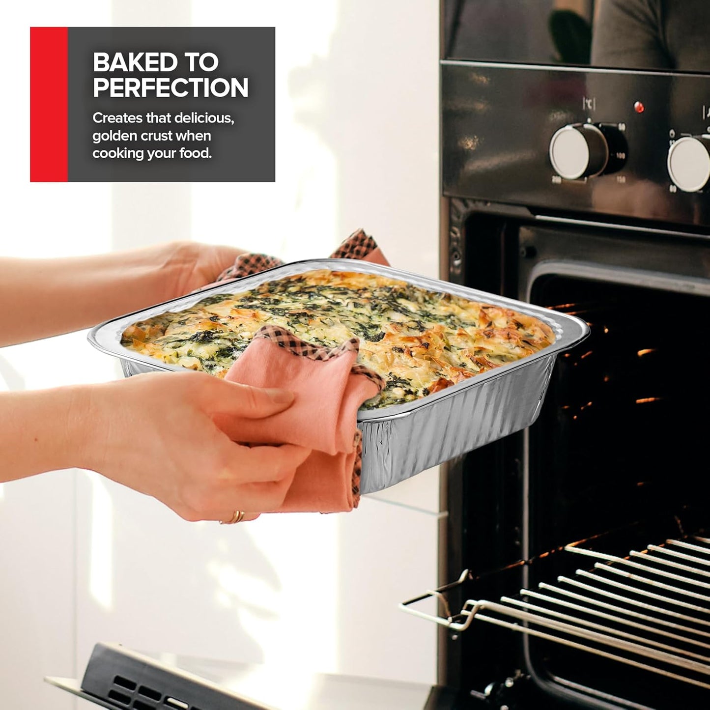 Stock Your Home 9x13 Aluminum Trays with Lids (10 Pack) – Disposable Half Size Deep Pans for Cooking, Storage, BBQ, Grilling, Catering