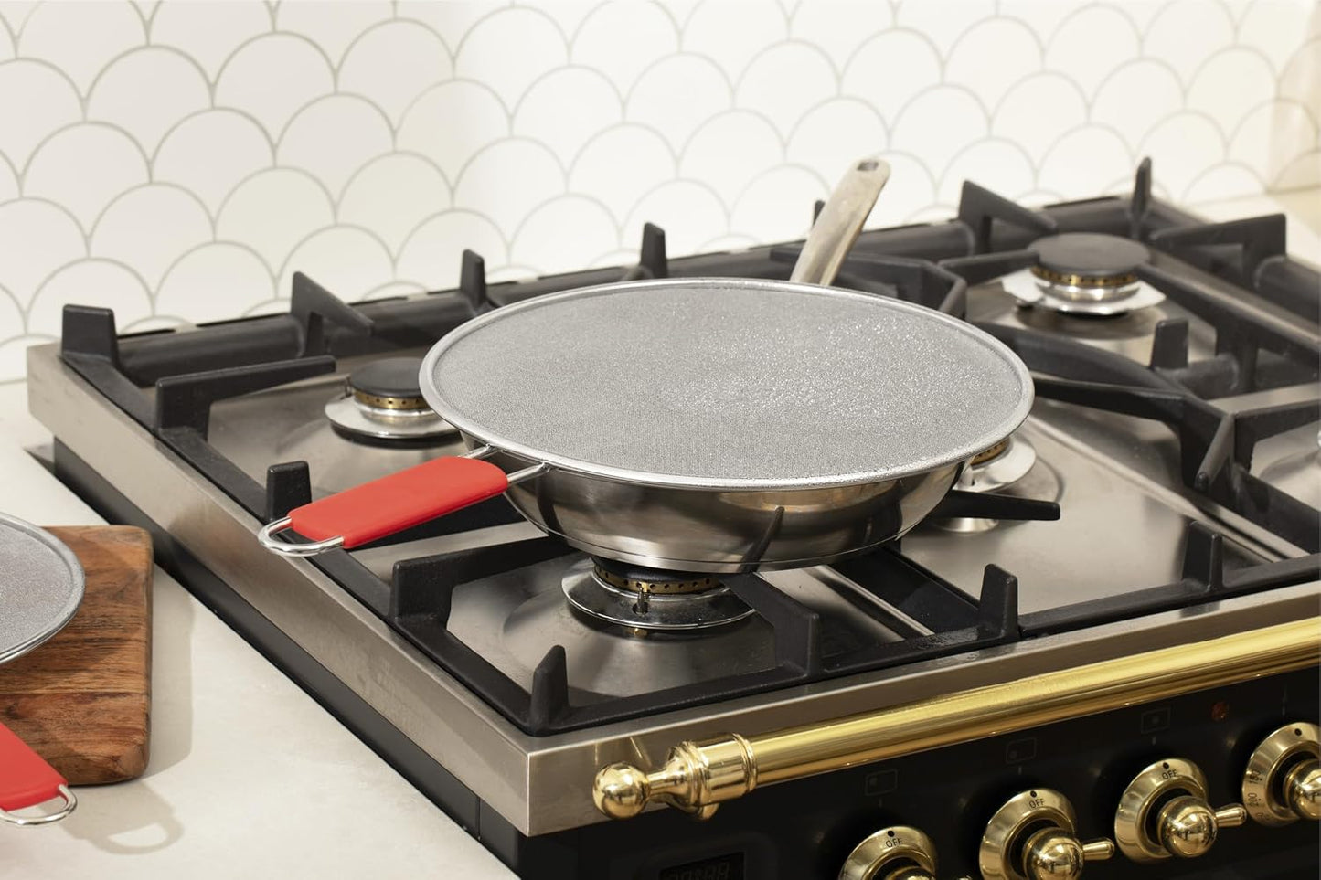 Alpha Living 60134ST Set of 3 Splatter Screens – 13", 11.5", and 9.5" Stainless Steel Fine Mesh, Comfort Grip Handles – Grease & Oil Guard for Frying Pans, Boiling Pots, Safe Cooking Lid Set of 3