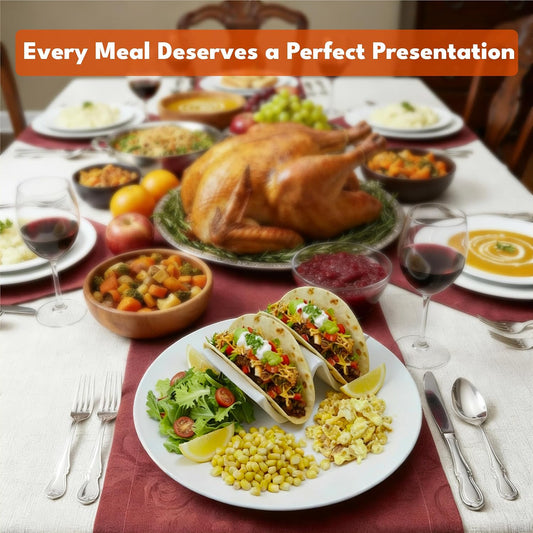 HolaTasty Taco Shell Holder Ceramic, Taco Gifts for Thanksgiving Christmas - Taco Holders Set of 2, Dual Taco Stand for Plates - Hold Street/Hard Shells, Mini Taco Night Accessories for Taco Lovers