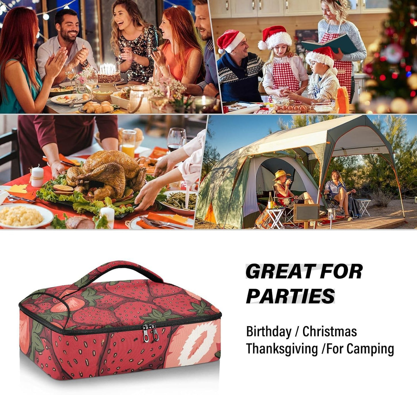 Casserole Carriers for Hot or Cold Food Reusable Casserole Dish Carrier Insulated Thermal Large Capacity Durable Perfect for Party Camping Family Gatherings Yellow Fish - Colors A