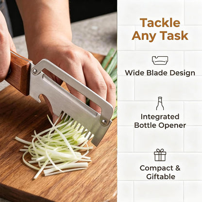 2-Pack Multifunctional Vegetable Peeler, 3 in 1 Stainless Steel Peeler with Wooden Handle, Julienne Peeler & Bottle Opener, Kitchen Vegetable Peelers for Potato, Carrot, Apple, Fruits & Veggies