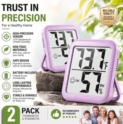 Antonki 2 Pack Room Thermometer Indoor Hygrometer