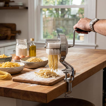 Manual Macaroni Maker, Pasta Maker Machine Pasta Maker Stainless Steel Hand Cranking Noodles Pressing Machine Kitchen Supply