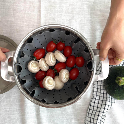 Korean Made Silicone Steamer Basket 10' Size, Silicone Steamer Insert for Pot Flexible Design (Gray) Stocking Stuffer