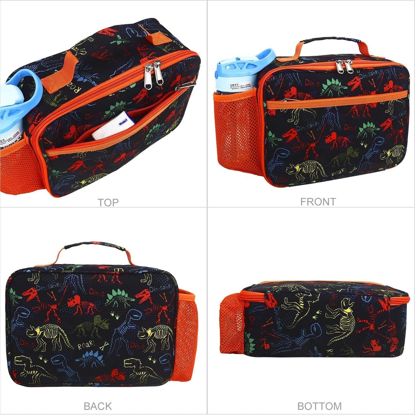 RHCPFOVR Kids Lunch Bag - Insulated Lunch Box for Boys Girls,Washable Lunch Bag and Reusable Toddler Leak-proof Lunchbox for School and Daycare - Colors B