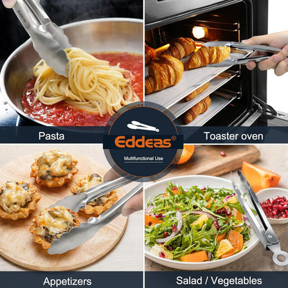 Eddeas Kitchen Tweezers Tongs, Cooking Tweezers Stainless Steel - 3 Size 12'' 10'' & 8 inch Ideal for Meat, pasta, plating and pinching delicate small pieces of food, Set of 3