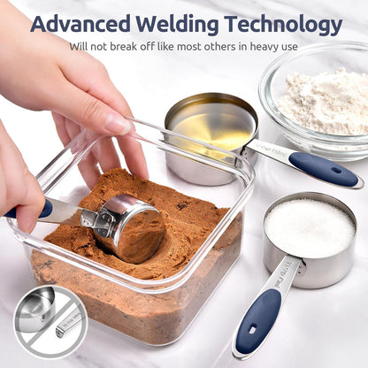 U-Taste 12 Piece Measuring Cups and Spoons Set in 18/8 Stainless Steel : 7 Measuring Cups & 5 Measuring Spoons