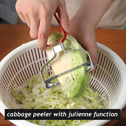 Larger Wide Mouth Kitchen Vegetable Peelers Cabbage Peeler (Serrated Y- Peeler) (Red)