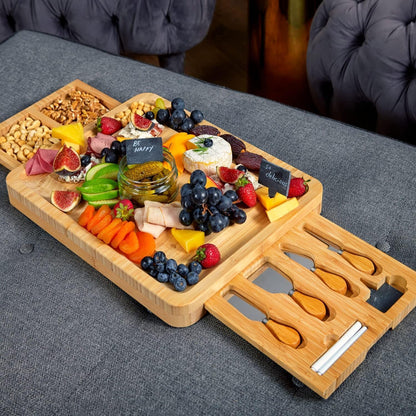 Bamboo Cheese Board and Charcuterie Boards Set & Serving Tray