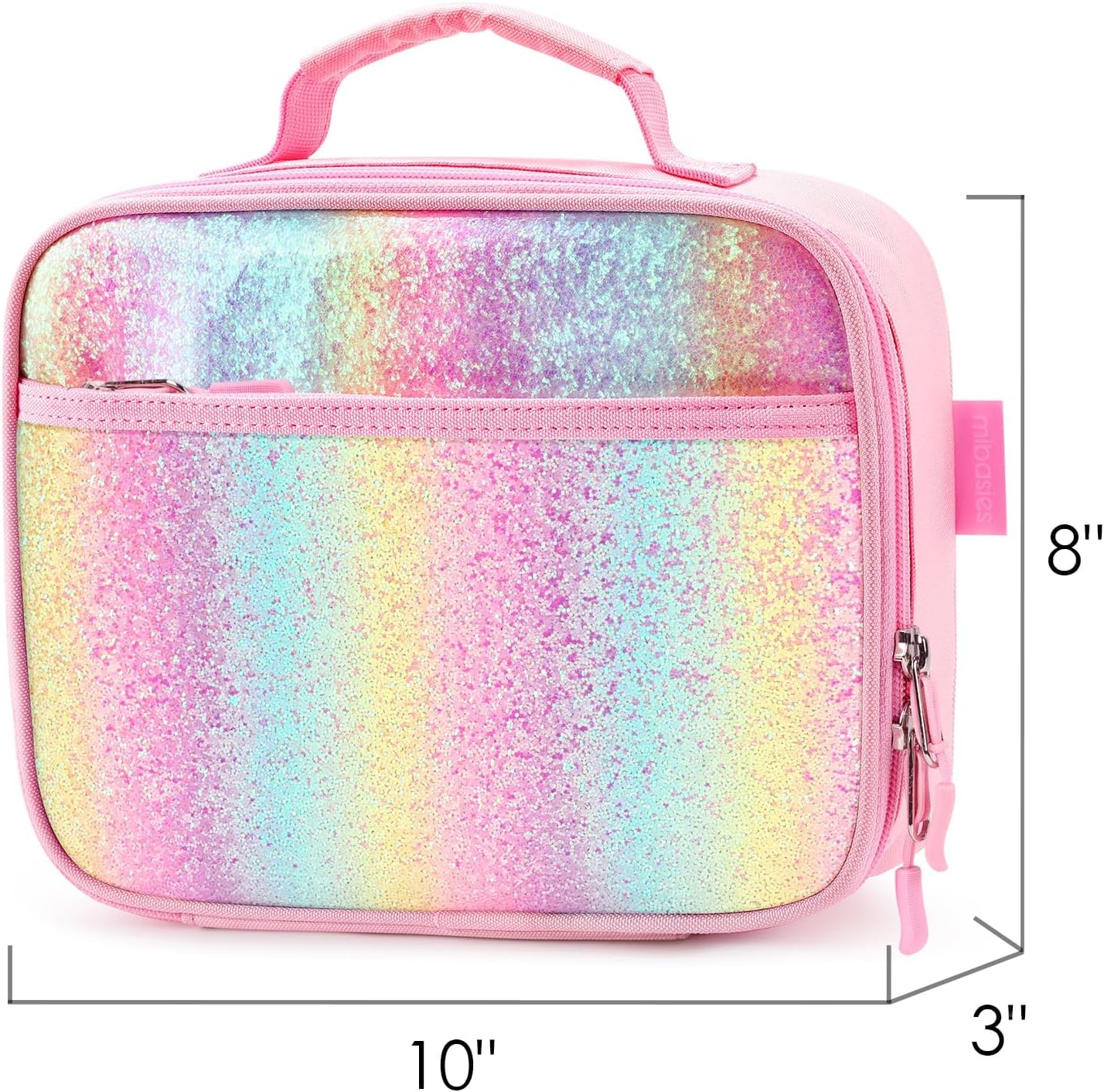 mibasies Kids Lunch Box for Girls Toddler, Insulated and Reusable Lunch Bag for School, Pink Rainbow