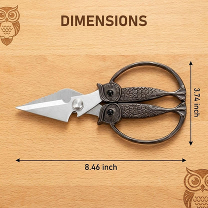 XSNBRD All Purpose Kitchen Scissors, Pearl Gold Stainless Owl Shears.