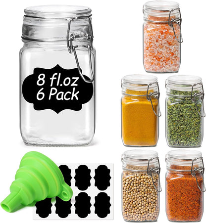 ComSaf Set of 3 Square Glass Jars with Airtight Lids (51 Oz) — Wire Clamp Canisters for Small-Batch Pickling, Kimchi, Bulk Dry Food, Wide Mouth Space Saving Kitchen Pantry Organization Jars