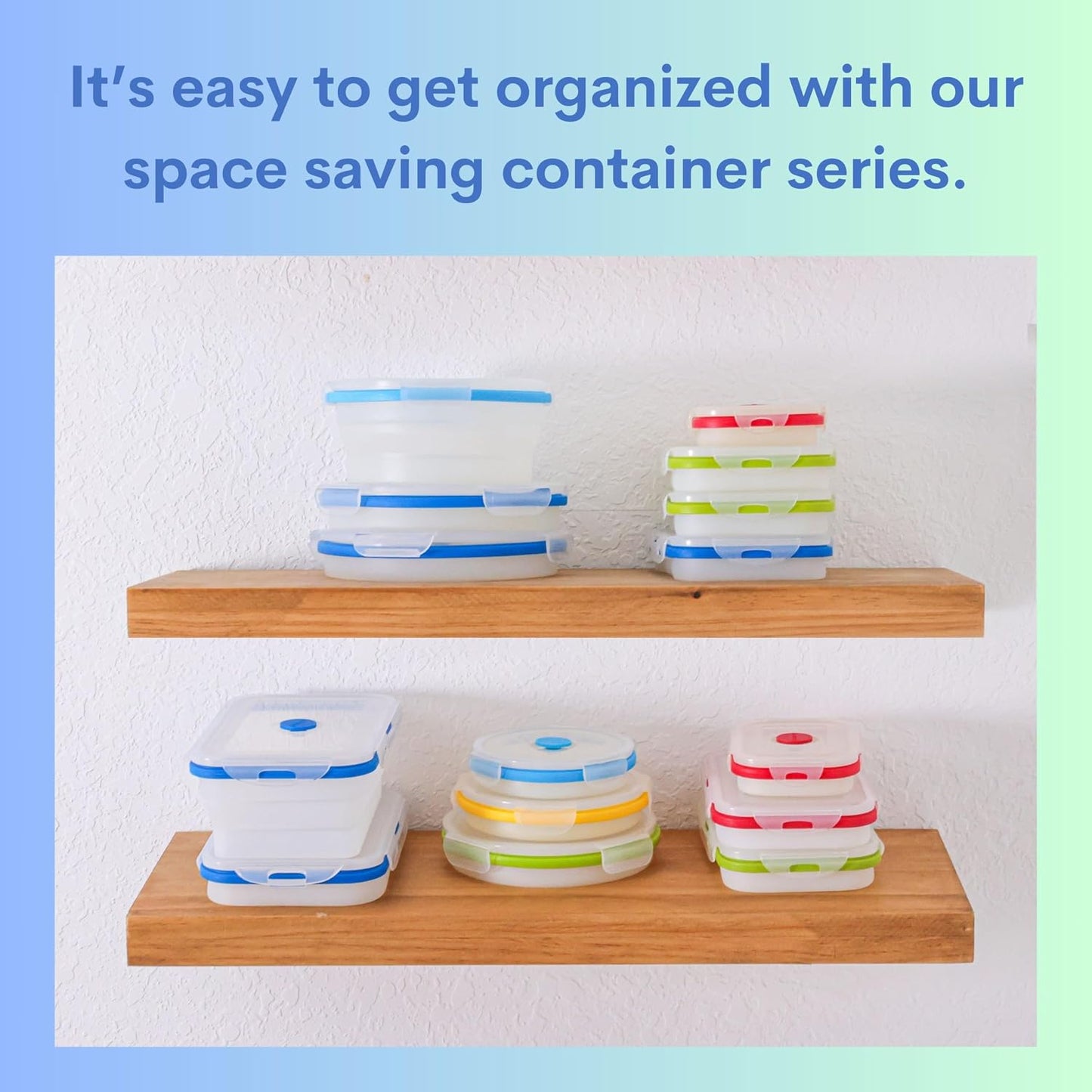 ECOBERI Collapsible Silicone Food Storage Containers, BPA Free, Microwave, Freezer and Dishwasher Safe, Lunch, Meal Prep, Travel, Space-Saving