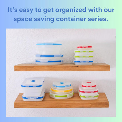 ECOBERI Collapsible Silicone Food Storage Containers, BPA Free, Microwave, Freezer and Dishwasher Safe, Lunch, Meal Prep, Travel, Space-Saving