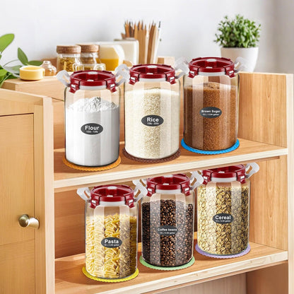 10L / 2.6 Gallon Glass Flour Storage Container with Airtight Lid & Handle, Large 10 lb Flour Canister, 20 lb Rice Jar, Wide Mouth Pantry Canister for Sugar, Pasta, Cereal