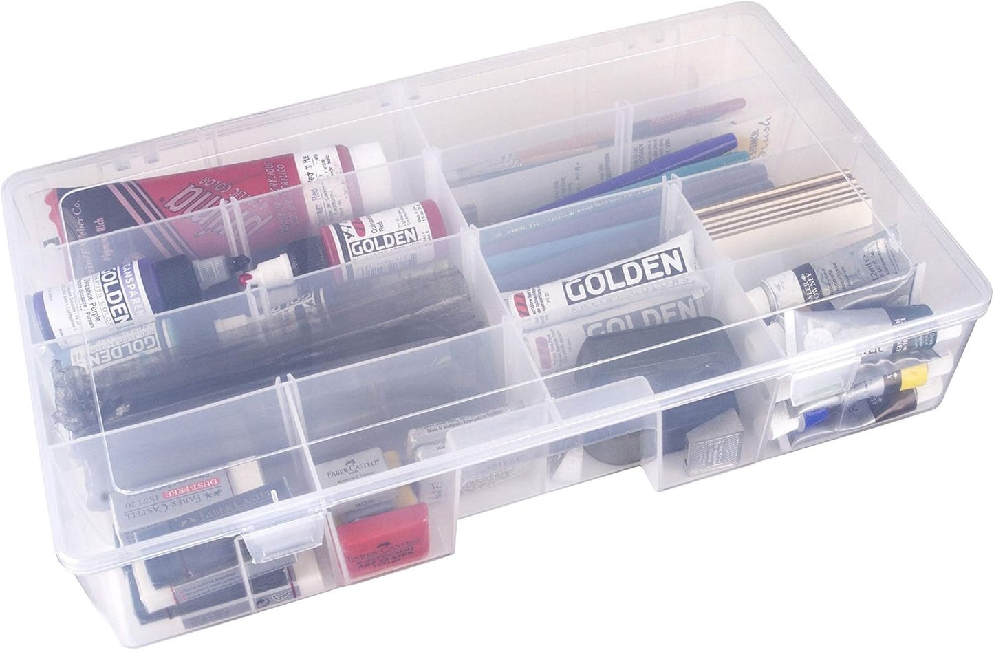 ArtBin Large Solutions Box Clear Art & Craft Organizer with Dividers - Plastic Storage Case for Convenient and Versatile Storage - Ideal for Various Craft Supplies