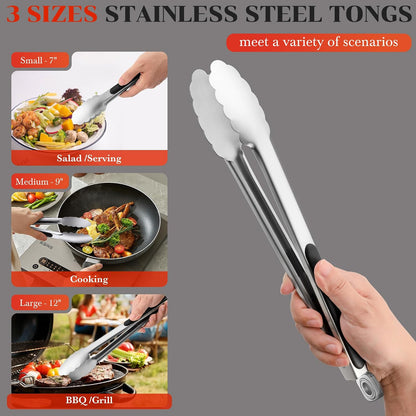 17" Extra Long Metal Tongs,Grilling Tongs,Stainless Steel Tongs for Cooking