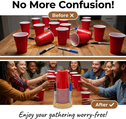 Party Cup Holder for 3-4" Cups - Hosting Essential to Prevent Mix-Ups & Reduce Waste - Sturdy Drink Organizer with Rubber Feet for Birthdays, BBQs, & Holiday Gatherings (Cups & Markers Not Included)
