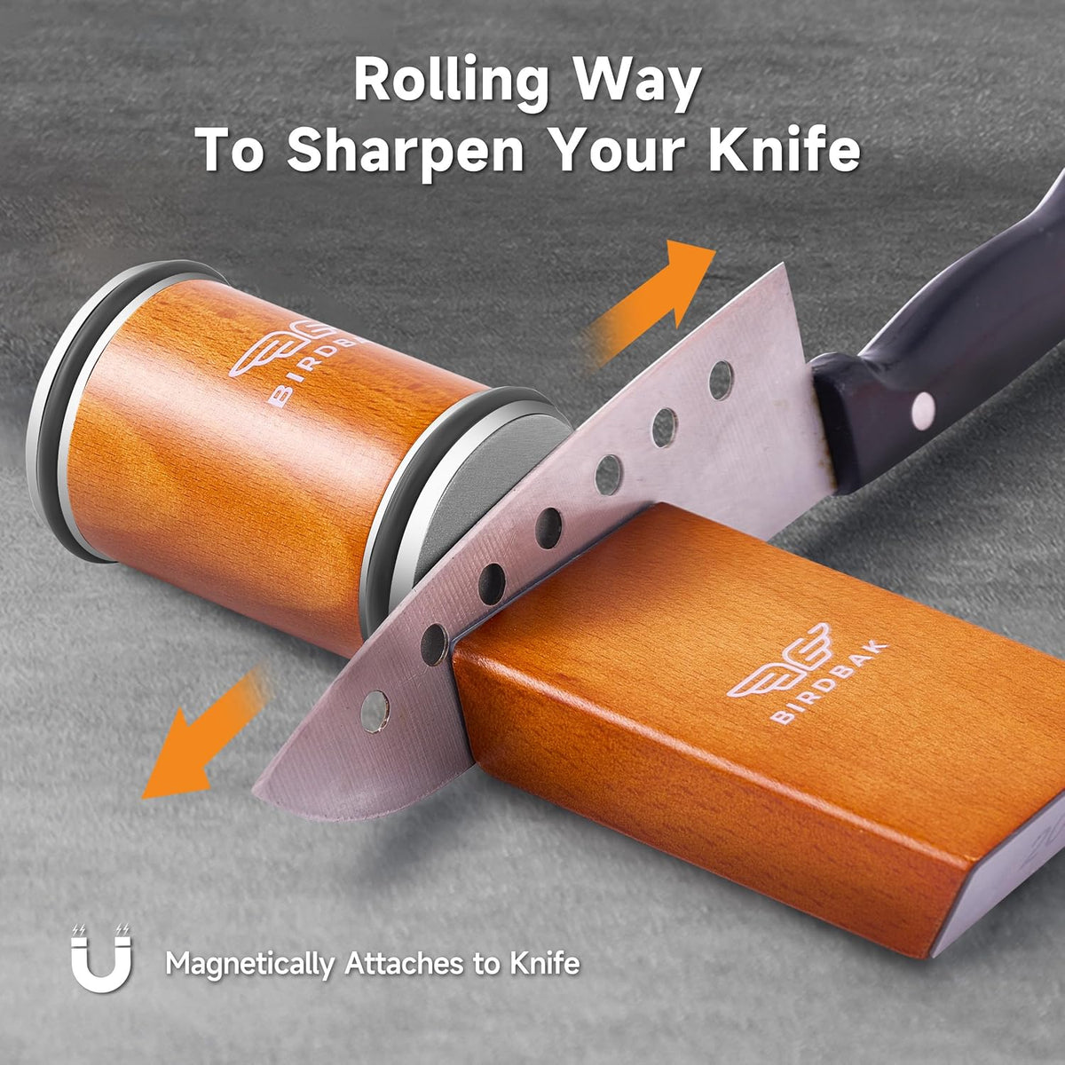 Rolling Knife Sharpener Kit with Diamond & Ceramic Discs (Brown)
