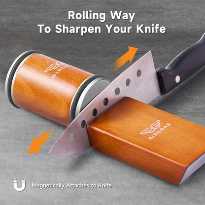 Rolling Knife Sharpener Kit with Diamond & Ceramic Discs (Brown)