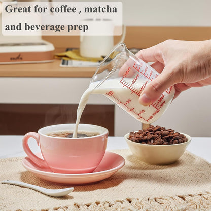 3 Piece Glass Measuring Cup Set, Includes 1/2-Cup, 1-Cup, and 2-Cup High Borosilicate Glasss Liquid Measuring Cups, Dishwasher, Freezer, Microwave, and Preheated Oven Safe, Essential Kitchen Tools